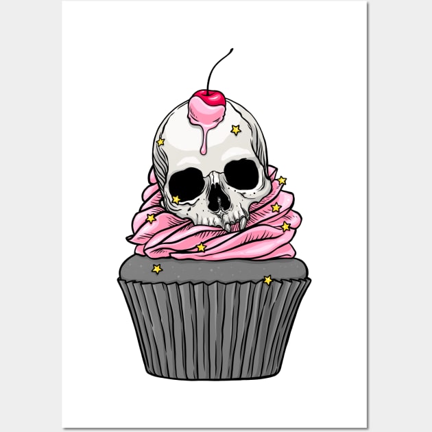 Pink Skull Cupcake Wall Art by OccultOmaStore